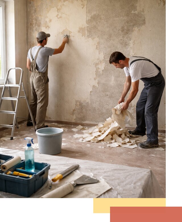 Снятие старых обоев в прохладном быстро и качественно