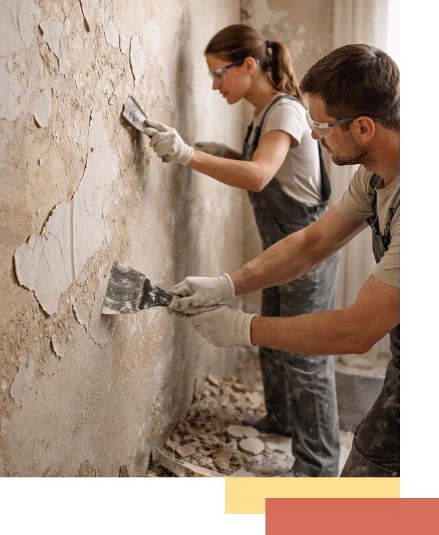 Снятие старой шпаклевки и подготовка поверхностей в прохладном