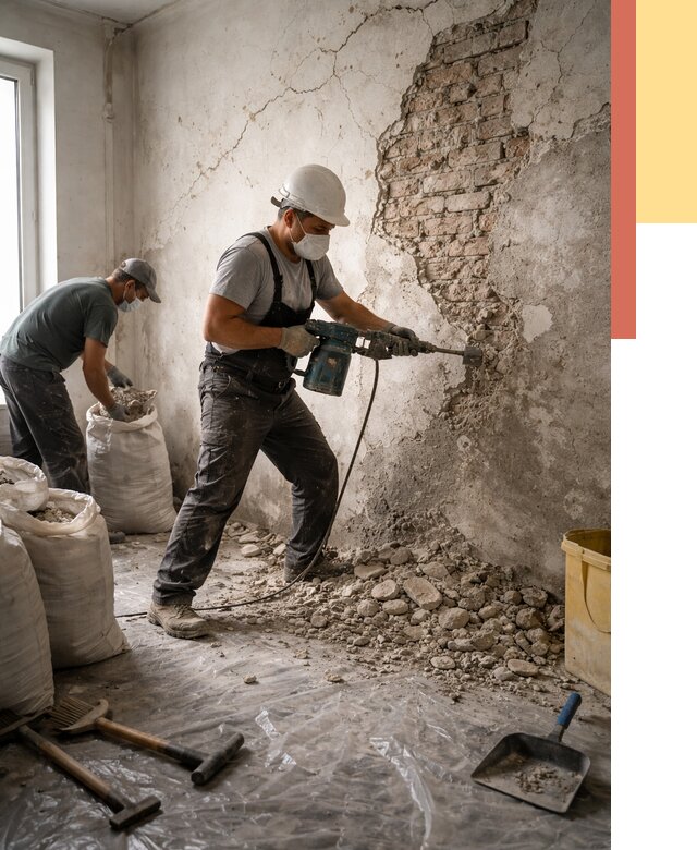 Демонтаж штукатурки со стен в прохладном от 7800 руб/м² — быстро и недорого | ОТДЕЛОЧНИК-Прх