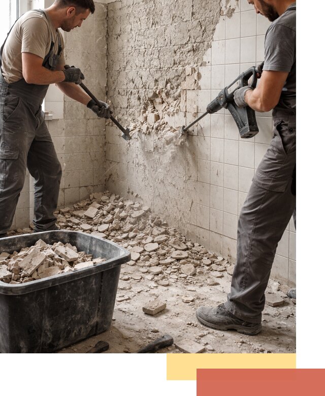 Демонтаж плитки со стен в прохладном быстро и аккуратно