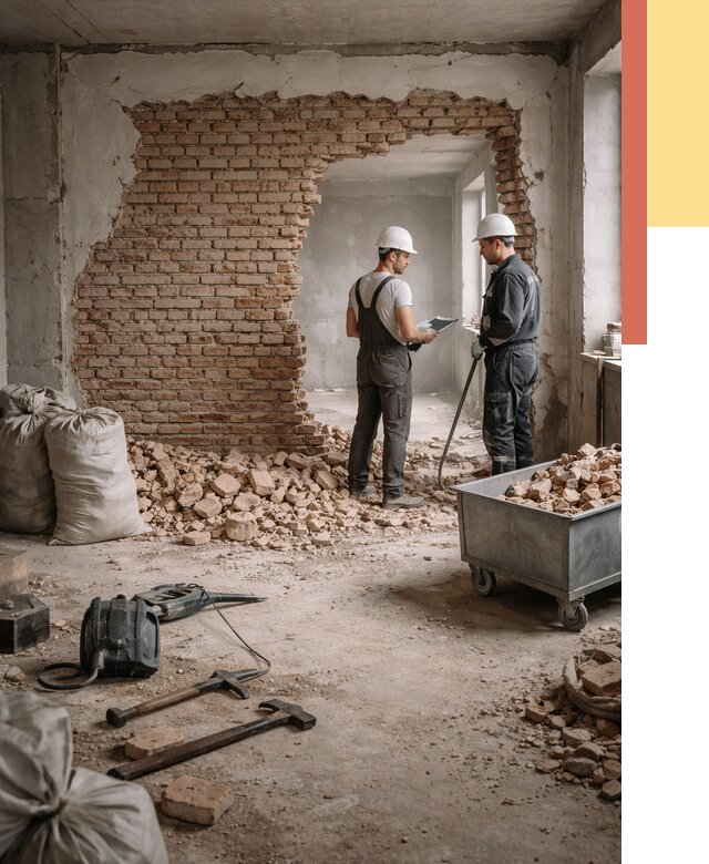 Демонтаж кирпичных стен в прохладном от 4550 руб. — быстро, недорого, под ключ | ОТДЕЛОЧНИК-Прх