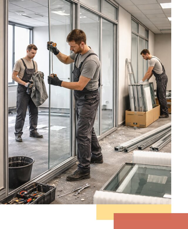 Демонтаж стеклянных перегородок в прохладном быстро и безопасно