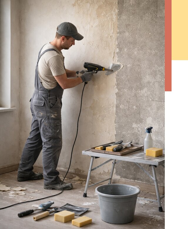 Очистка стен от клея в прохладном от 2004 руб. — снятие и удаление клея со стен | ОТДЕЛОЧНИК-Прх