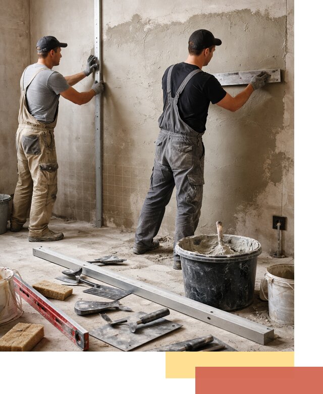 Профессиональная штукатурка стен под плитку в прохладном