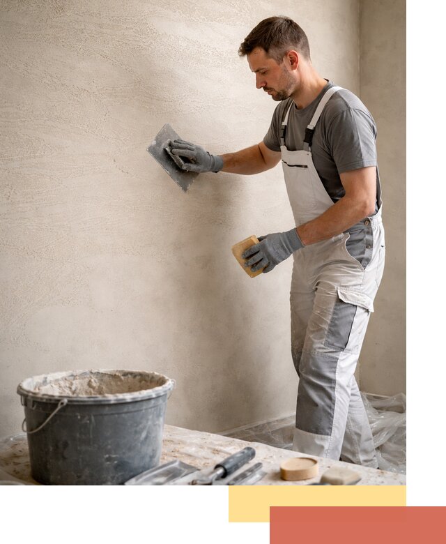 Декоративная штукатурка травертин в прохладном для стен и потолков