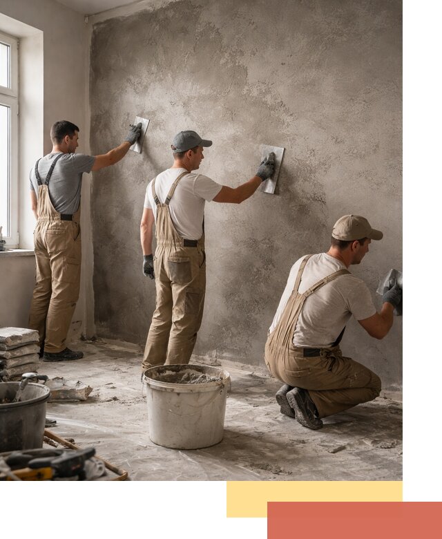 Декоративная штукатурка под бетон в прохладном для стен и потолков