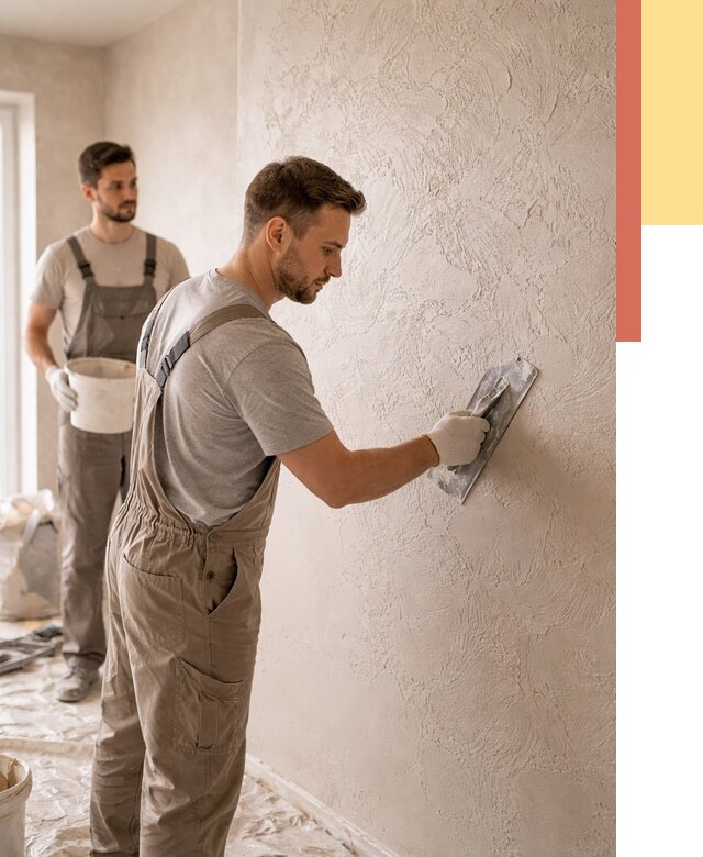 Фактурная штукатурка стен в прохладном от 4550 руб./м² — заказать под ключ | ОТДЕЛОЧНИК-Прх