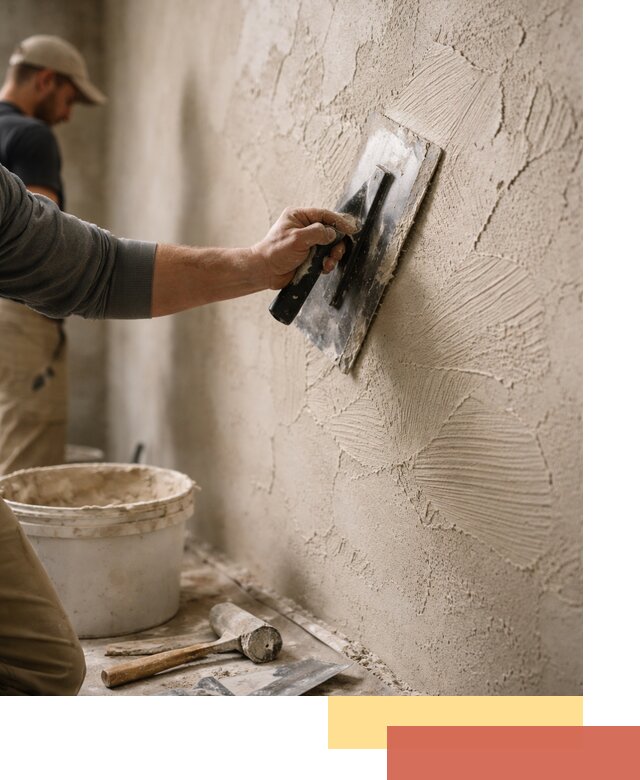 Фактурная штукатурка стен в прохладном — монтаж, отделка, реставрация