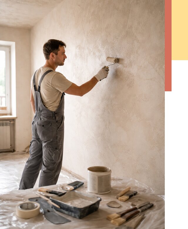 Нанесение лессирующей краски по декоративке в прохладном от 1896 руб. | ОТДЕЛОЧНИК-Прх