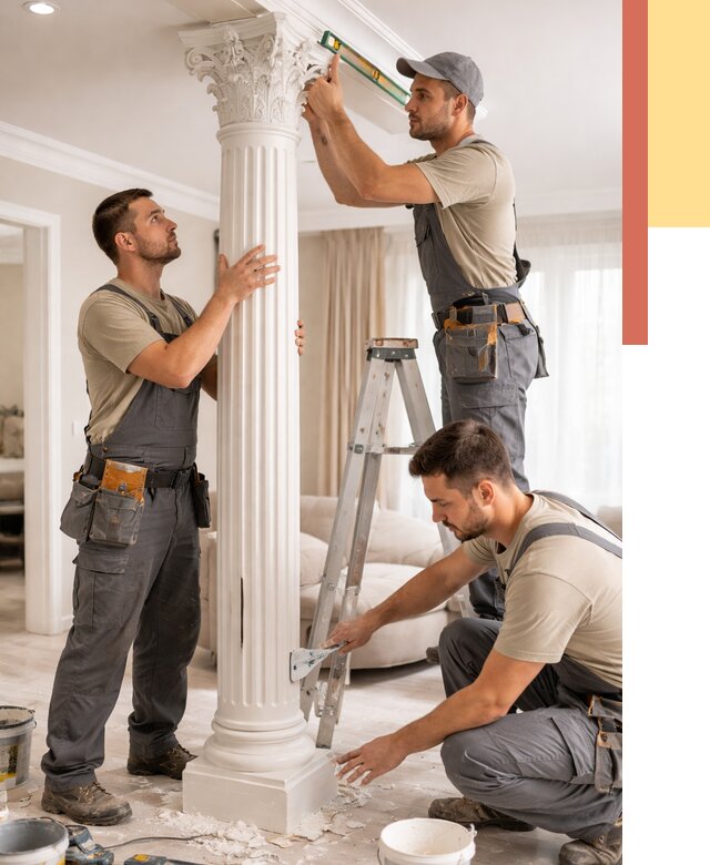 Установка декоративных колонн в прохладном от 13000 руб. под ключ | ОТДЕЛОЧНИК-Прх