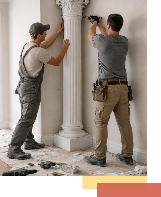 Установка декоративных колонн в прохладном под ключ