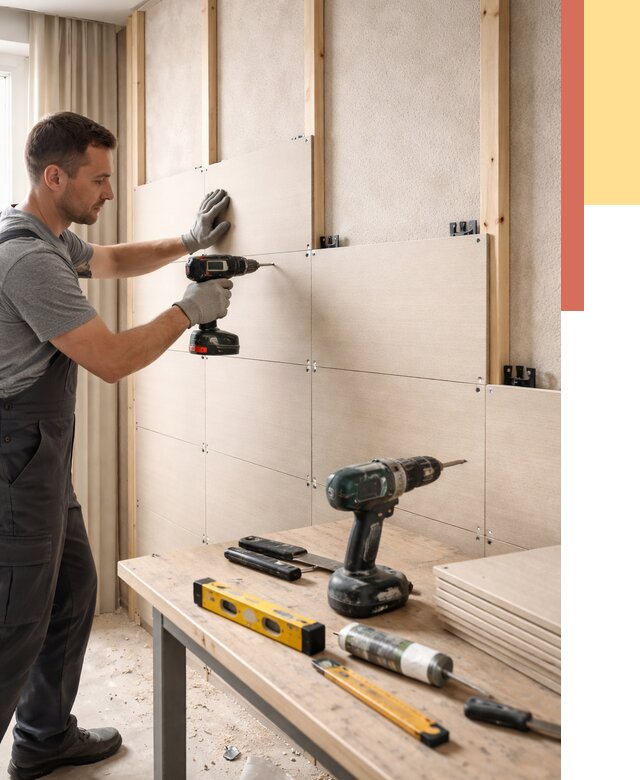 Монтаж МДФ панелей на стены в прохладном от 1354 руб. под ключ | ОТДЕЛОЧНИК-Прх