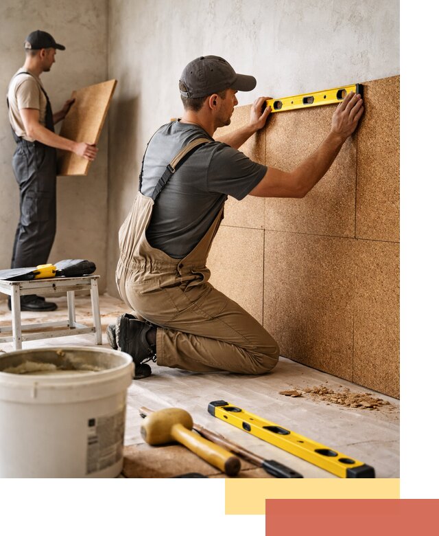 Монтаж пробковых панелей на стены в прохладном быстро и качественно