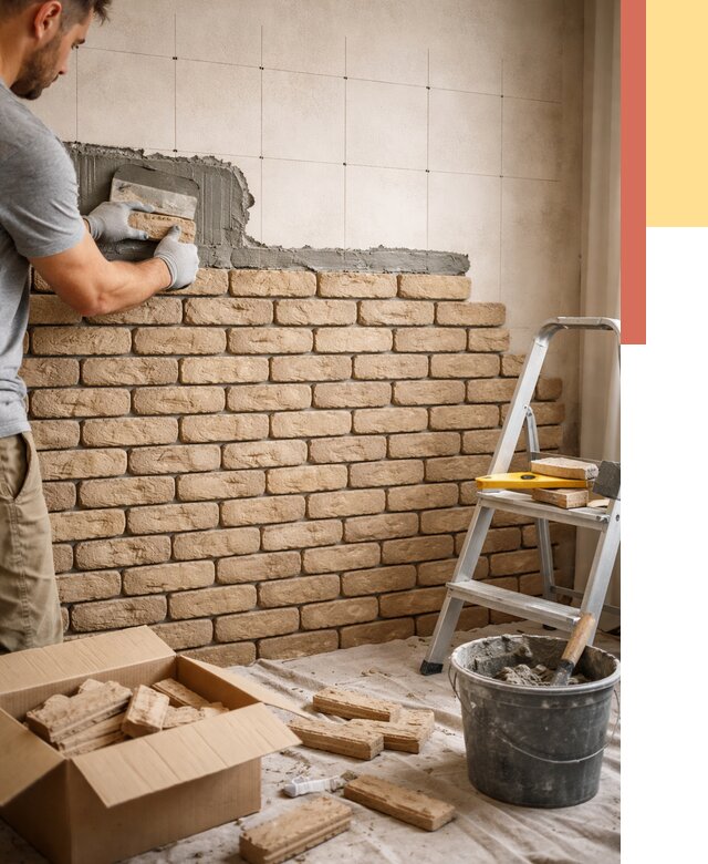 Монтаж декоративного кирпича в прохладном от 3467 руб./м² — быстро и недорого | ОТДЕЛОЧНИК-Прх