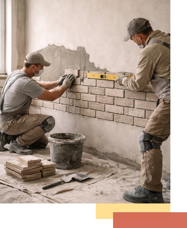 Монтаж декоративного кирпича профессионально в прохладном