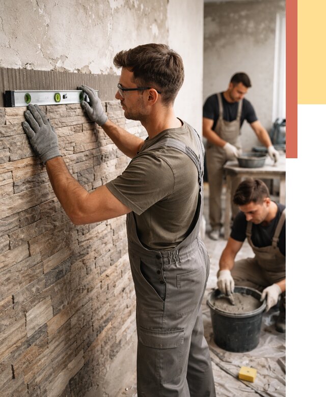 Монтаж искусственного камня в прохладном от 4875 руб. под ключ | ОТДЕЛОЧНИК-Прх