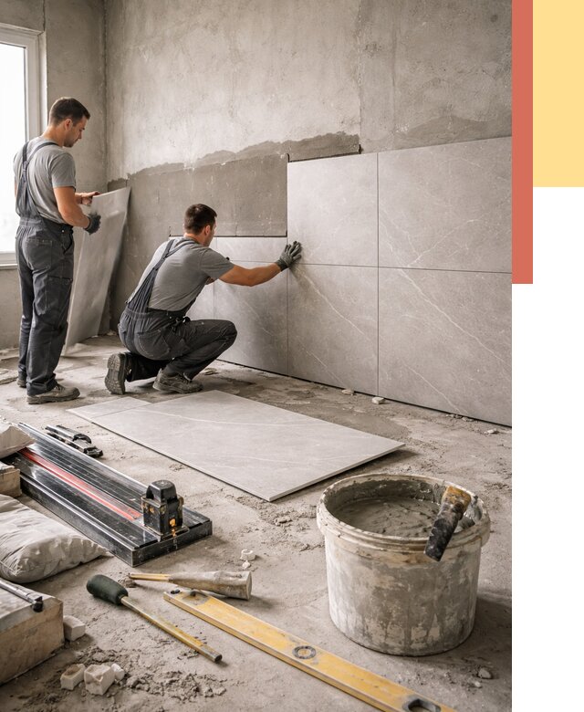 Облицовка стен керамогранитом в прохладном от 4550 руб./м² — услуги под ключ | ОТДЕЛОЧНИК-Прх