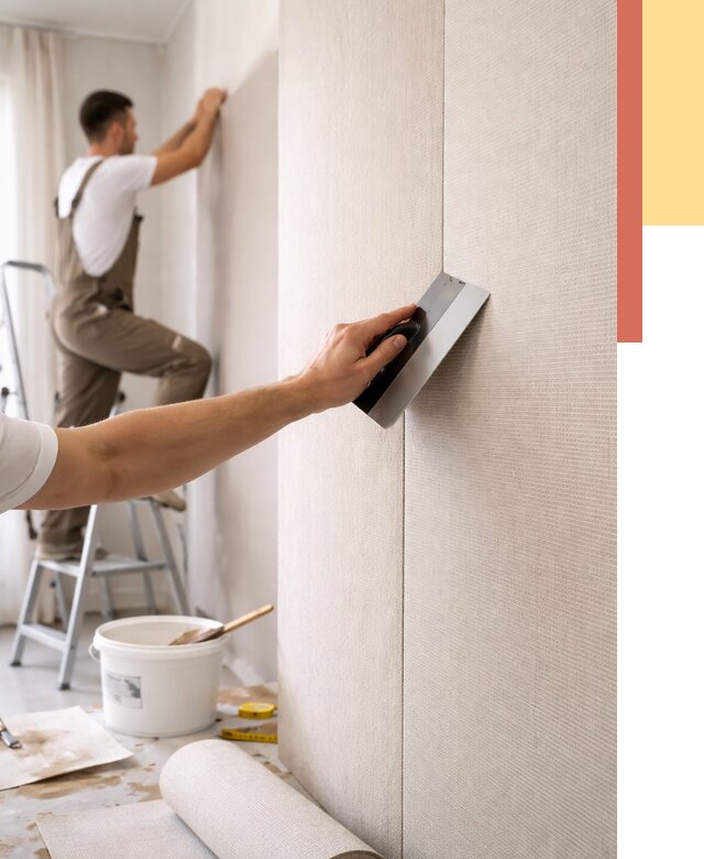 Поклейка текстильных обоев в прохладном от 4875 руб. под ключ | ОТДЕЛОЧНИК-Прх