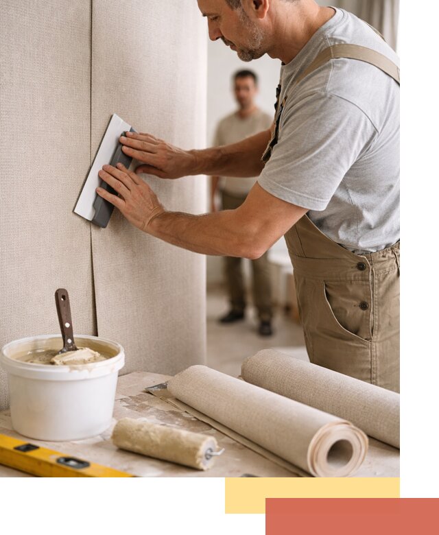 Поклейка текстильных обоев в прохладном профессионально и аккуратно