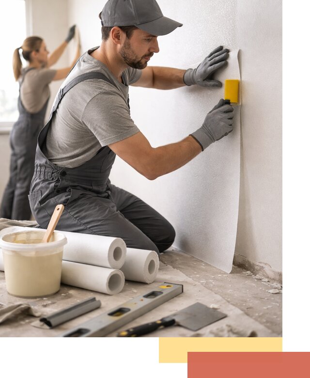 Поклейка стеклообоев профессионально в прохладном