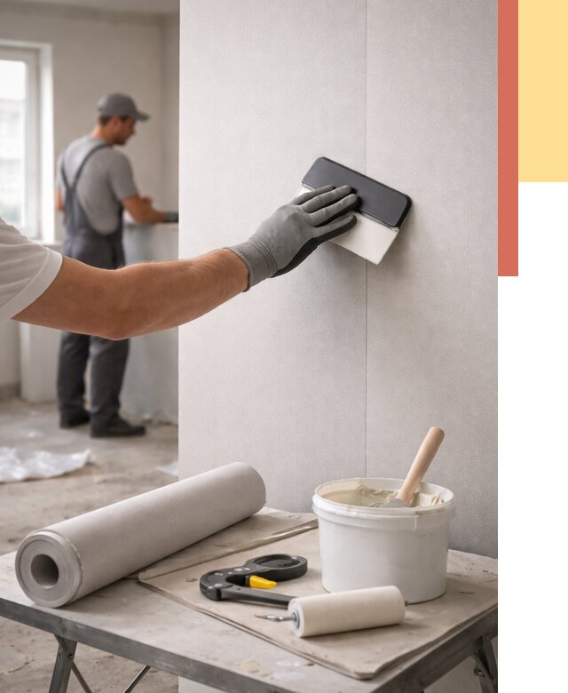 Поклейка обоев под покраску в прохладном от 3792 руб. за м2 | ОТДЕЛОЧНИК-Прх