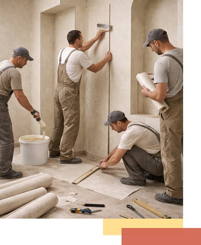 Поклейка обоев на сложные стены и неровные поверхности в прохладном