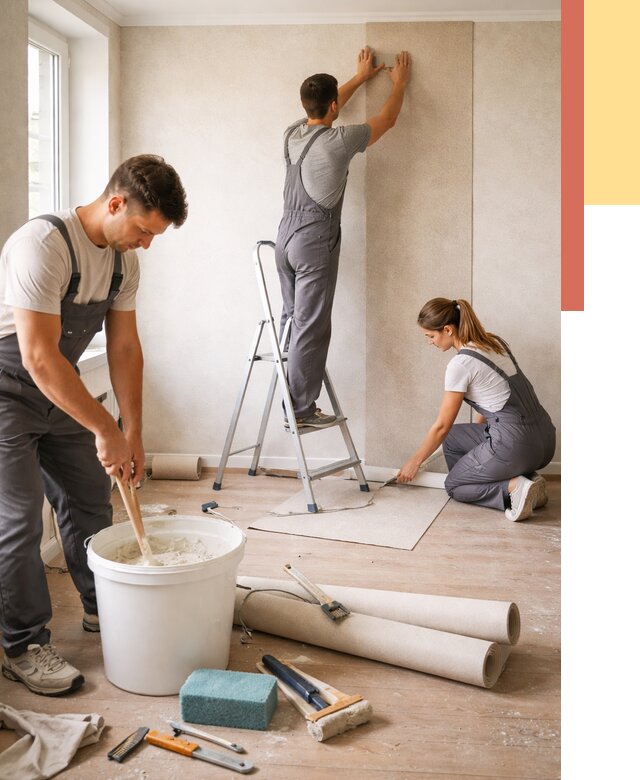 Оклейка стен обоями в прохладном от 3792 руб/м2 — быстро и недорого | ОТДЕЛОЧНИК-Прх