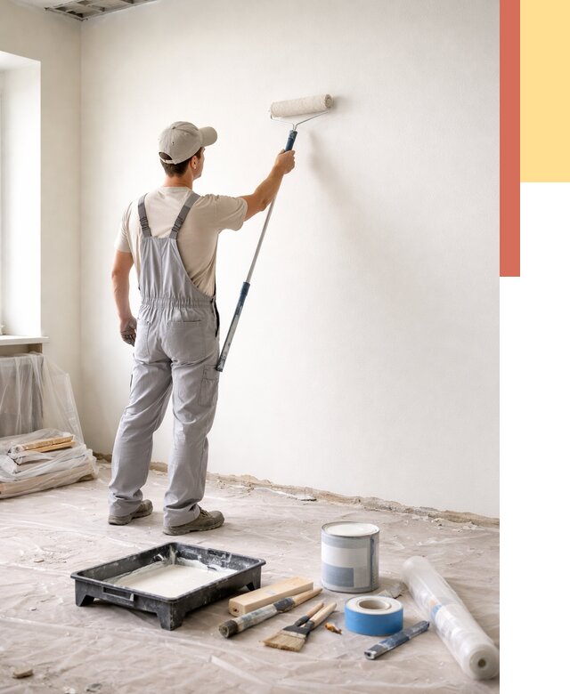 Покраска стен водоэмульсионной краской в прохладном от 487 руб. за м² | ОТДЕЛОЧНИК-Прх