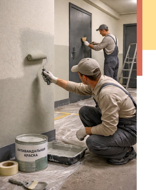 Покраска стен антивандальной краской в прохладном от 4875 руб./м² под ключ | ОТДЕЛОЧНИК-Прх