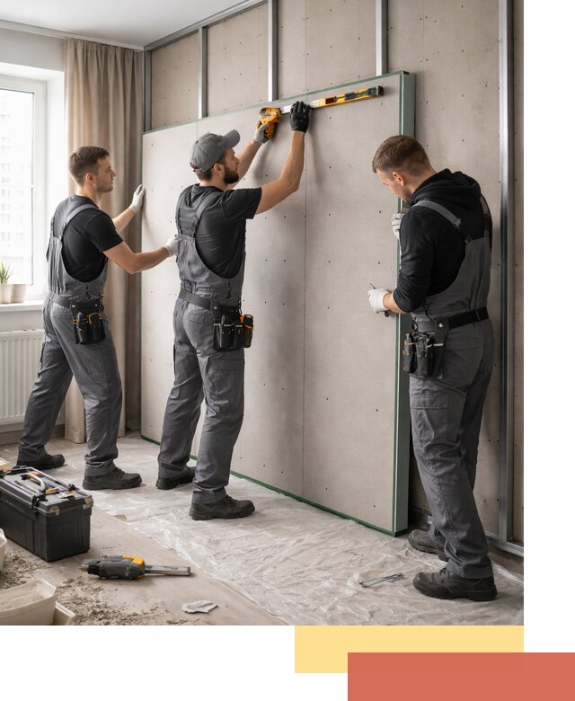 Шумоизоляция стен панелями ЗИПС в прохладном для жилых и коммерческих помещений