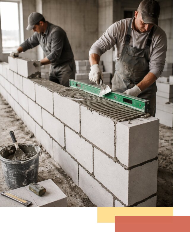 Кладка перегородок из газобетона в прохладном быстро и качественно