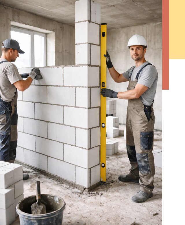 Кладка перегородок из пеноблока в прохладном от 1950 руб. под ключ | ОТДЕЛОЧНИК-Прх