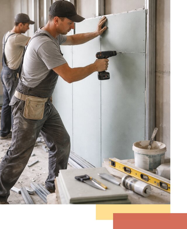 Кладка влагостойких перегородок ПГП в прохладном