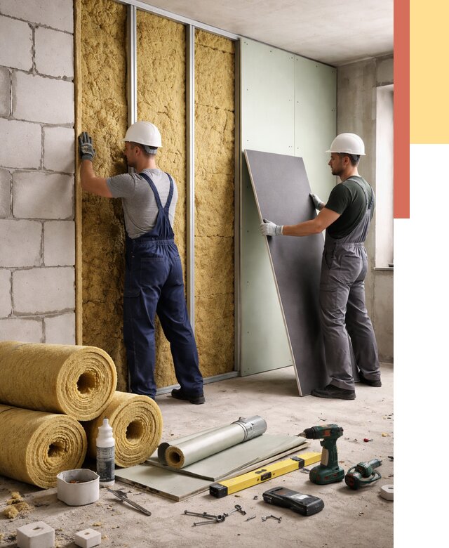 Шумоизоляция перегородок из блоков в прохладном от 2004 руб./м² — быстро и недорого | ОТДЕЛОЧНИК-Прх