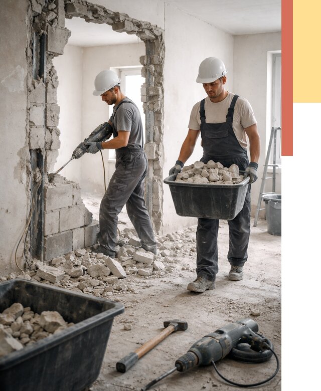 Демонтаж блоковых перегородок в прохладном от 4062 руб. — быстро и недорого | ОТДЕЛОЧНИК-Прх