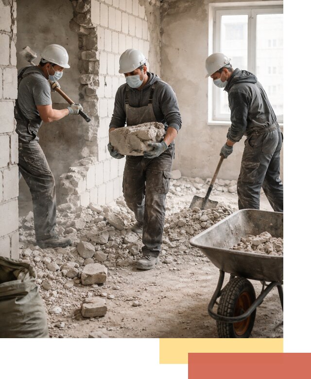 Демонтаж блочных перегородок в прохладном быстро и аккуратно