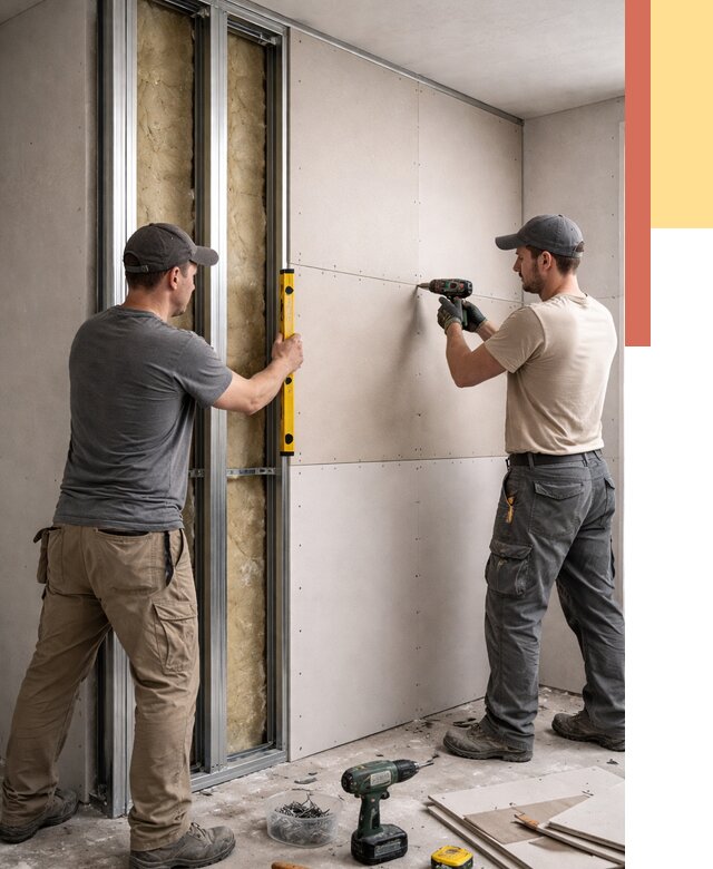 Монтаж двухслойной перегородки из гипсокартона в прохладном от 1571 руб. | ОТДЕЛОЧНИК-Прх