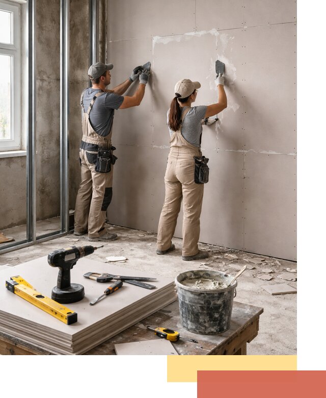 Монтаж двухслойной перегородки из гипсокартона в прохладном