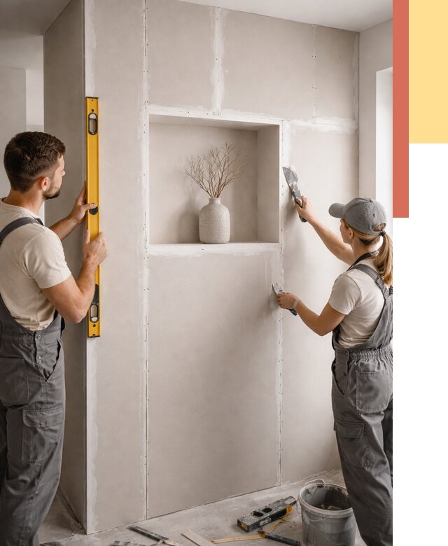 Перегородка из гипсокартона с нишей в прохладном от 3521 руб. под ключ | ОТДЕЛОЧНИК-Прх