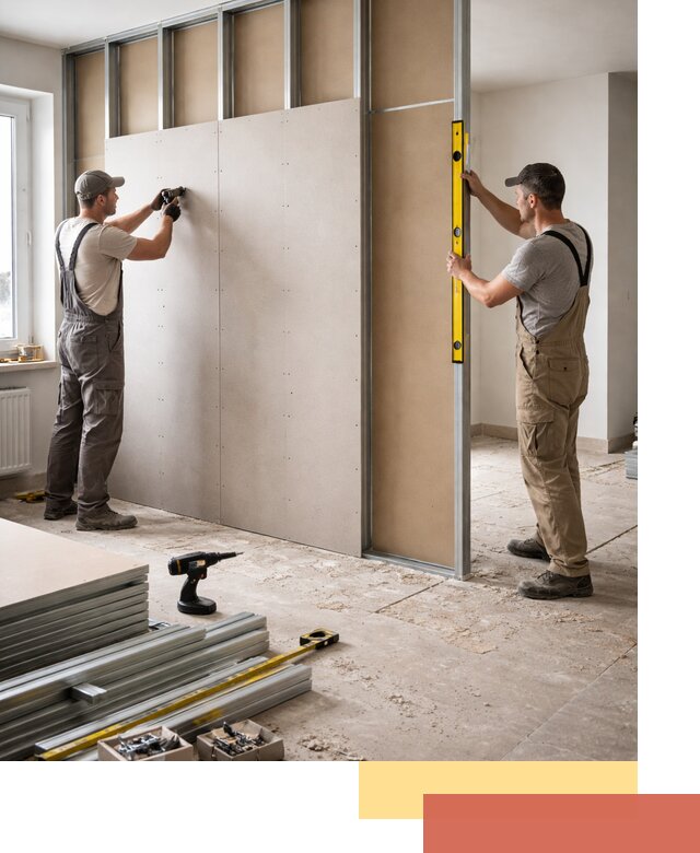 Зонирующая перегородка из гипсокартона под ключ в прохладном