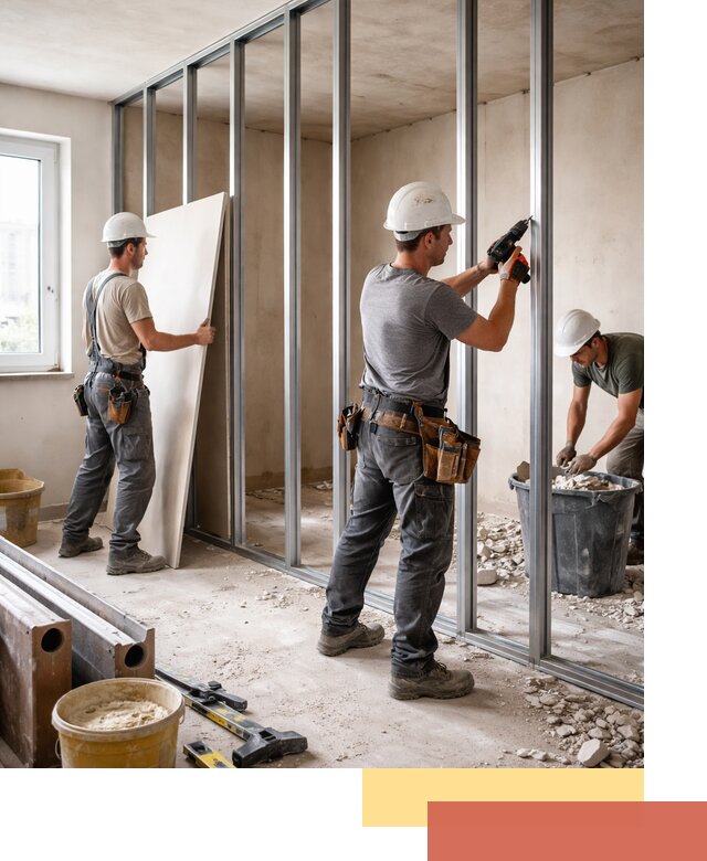 Перенос гипсокартонной перегородки в прохладном профессионально и быстро