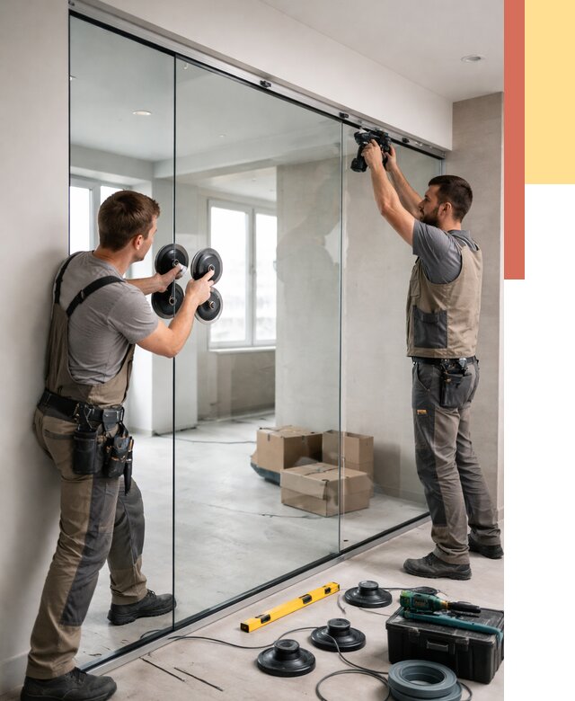 Монтаж стеклянных перегородок в прохладном от 7041 руб. | ОТДЕЛОЧНИК-Прх