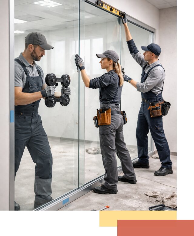 Профессиональный монтаж стеклянных перегородок в прохладном