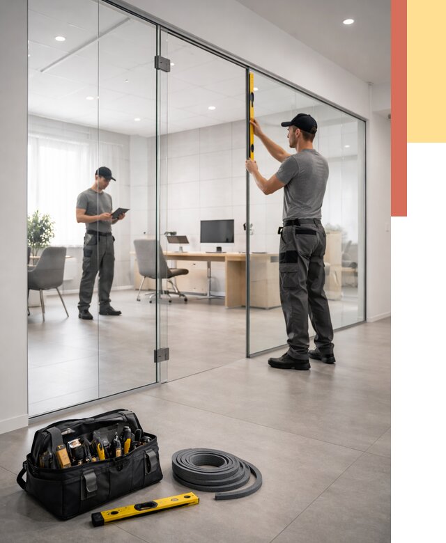 Цельностеклянные перегородки под ключ в прохладном от 10291 руб. — монтаж и цены | ОТДЕЛОЧНИК-Прх