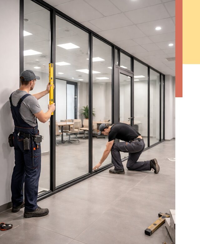 Каркасные стеклянные перегородки в прохладном под ключ от 9966 руб. | ОТДЕЛОЧНИК-Прх