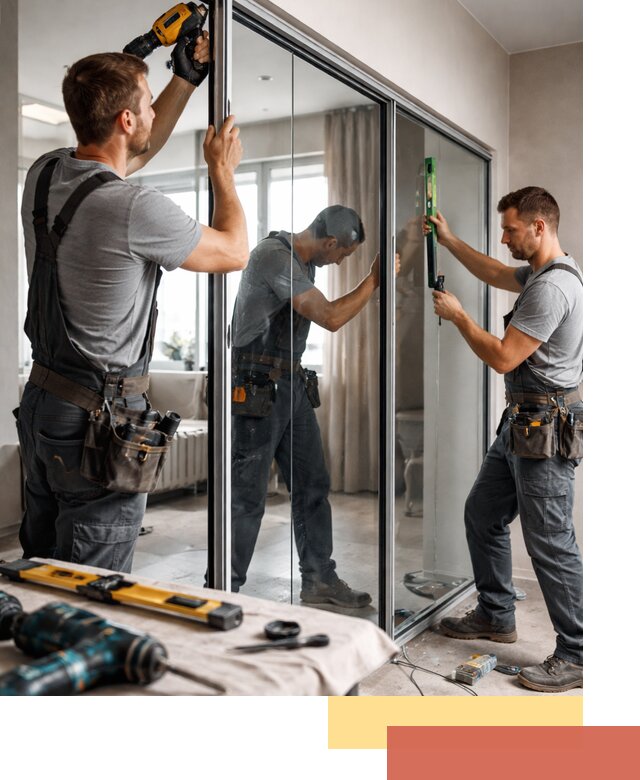 Каркасные стеклянные перегородки под ключ в прохладном