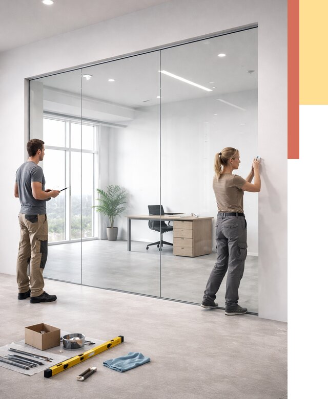 Перегородки из закаленного стекла в прохладном от 10291 руб. под ключ | ОТДЕЛОЧНИК-Прх