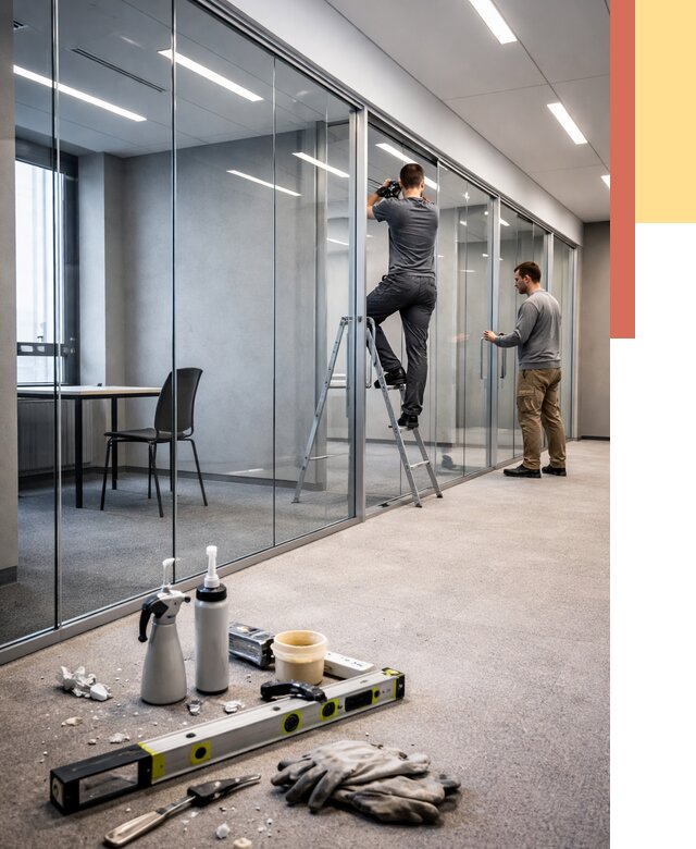 Стеклянные офисные перегородки в прохладном от 9208 руб. — монтаж и установка | ОТДЕЛОЧНИК-Прх