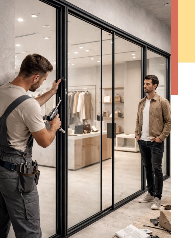 Стеклянные перегородки для магазинов в прохладном от 8883 руб. под ключ | ОТДЕЛОЧНИК-Прх