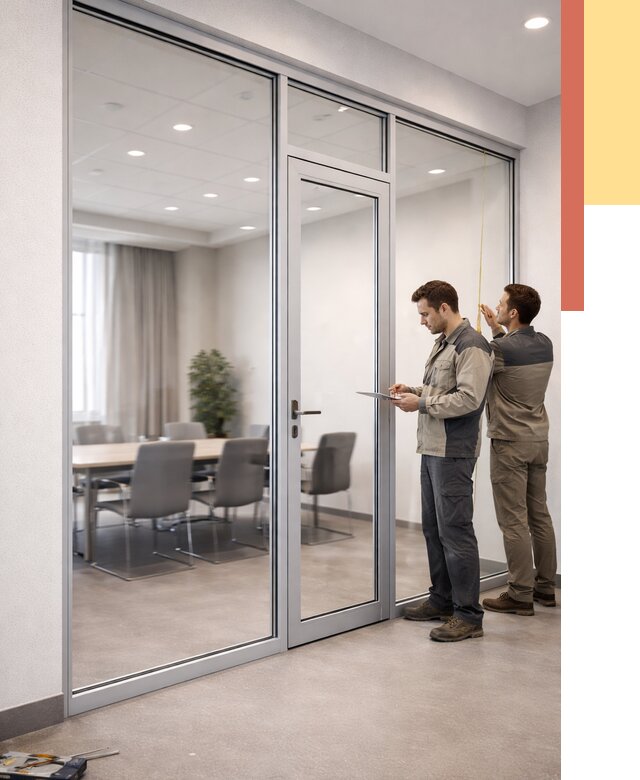 Установка и монтаж алюминиевых перегородок со стеклом в прохладном от 8883 руб. | ОТДЕЛОЧНИК-Прх